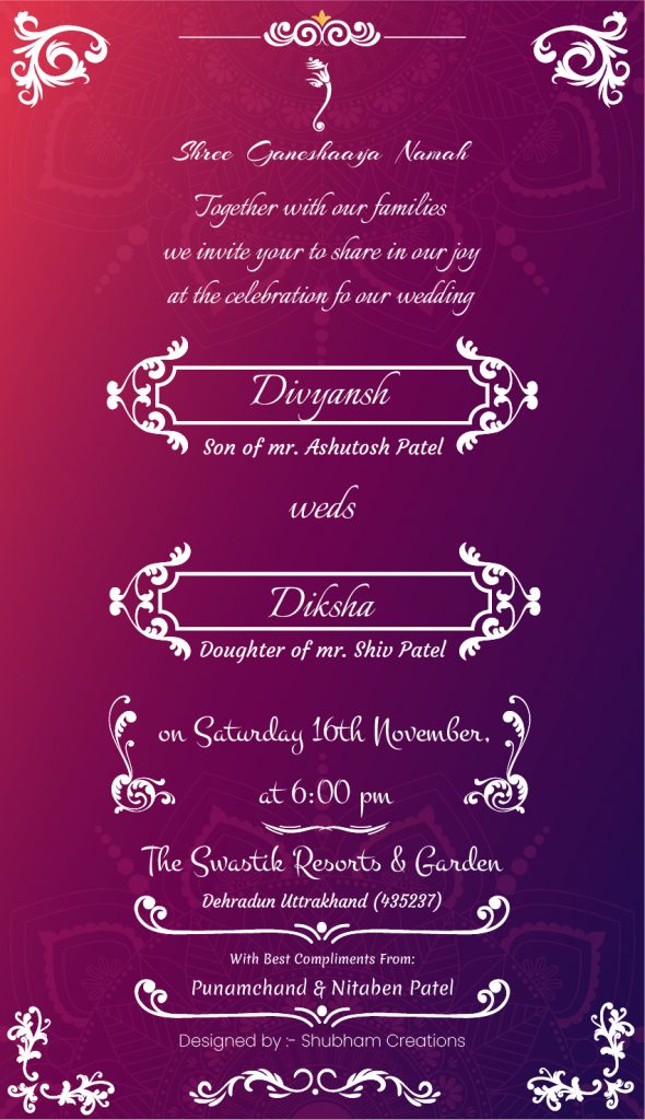 #Vol -1 Whatsapp Wedding Invitation PSD