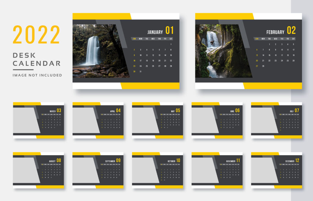 Premium 2022 Desk Calendar Print Ready- PSD Template Download