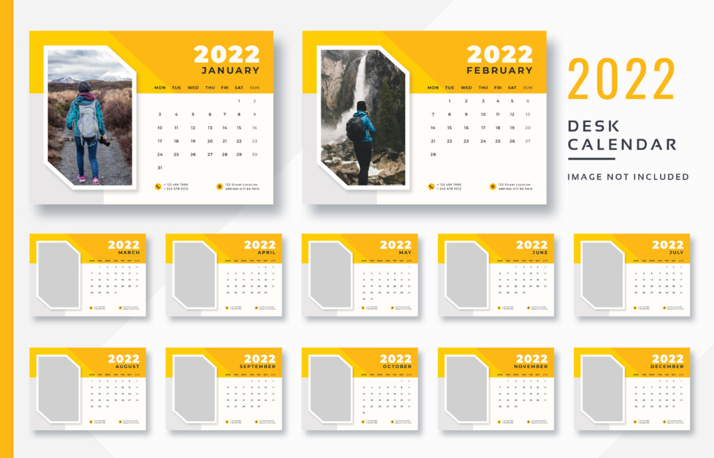 Premium 2022 Desk Calendar Print Ready- PSD Template Download