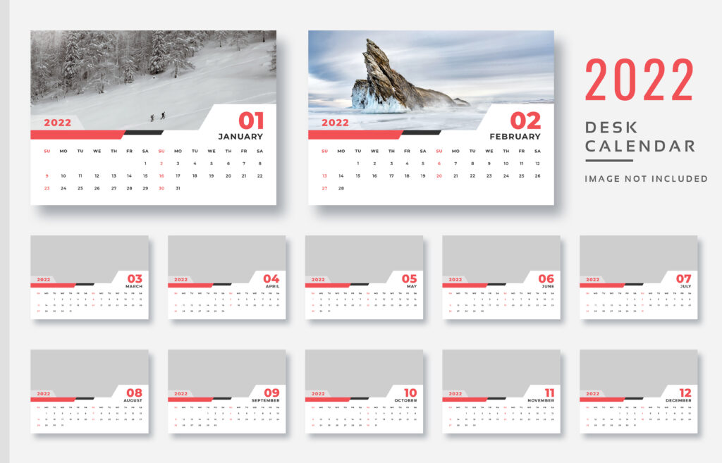 Premium 2022 Desk Calendar Print Ready- PSD Template Download