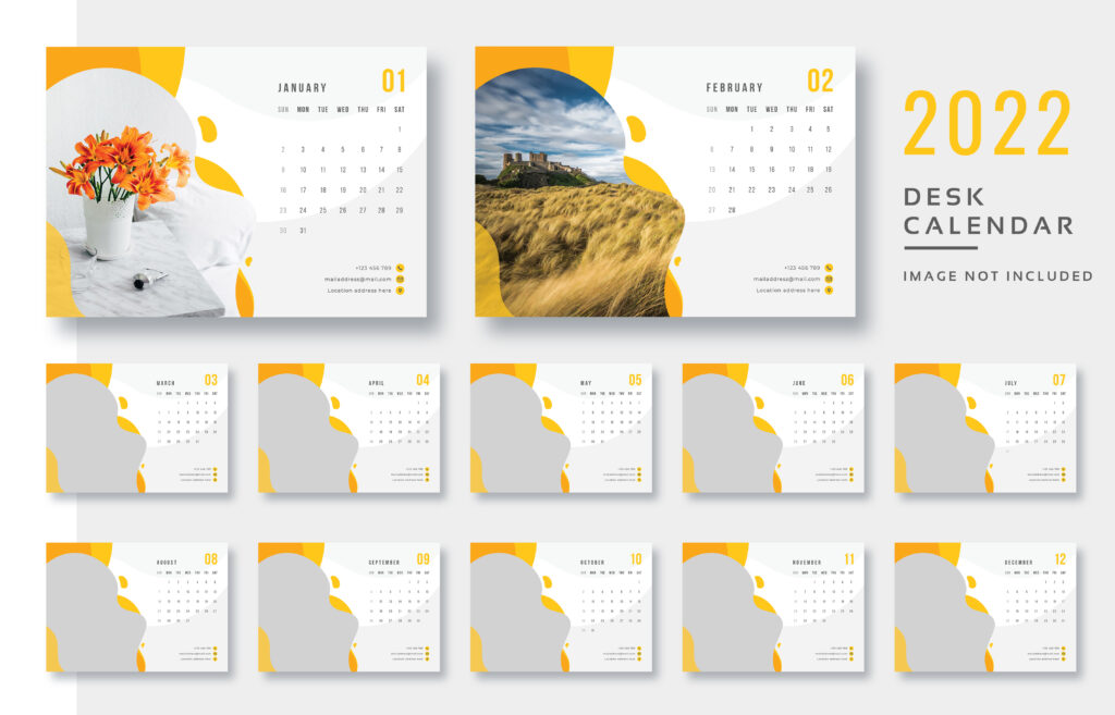 Premium 2022 Desk Calendar Print Ready- PSD Template Download