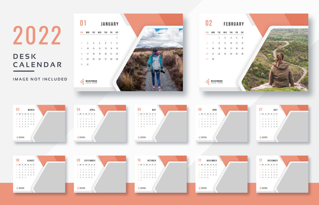Premium 2022 Desk Calendar Print Ready- PSD Template Download