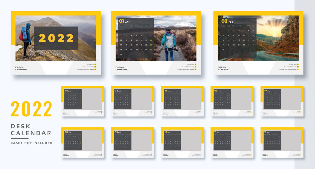 Premium 2022 Desk Calendar Print Ready- PSD Template Download