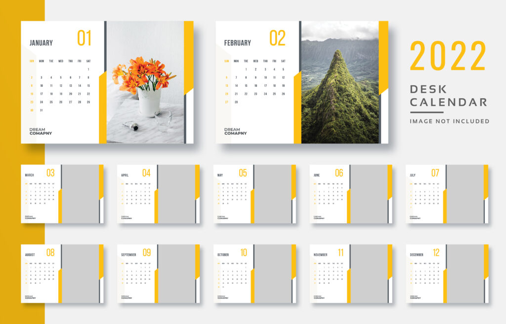 Premium 2022 Desk Calendar Print Ready- PSD Template Download