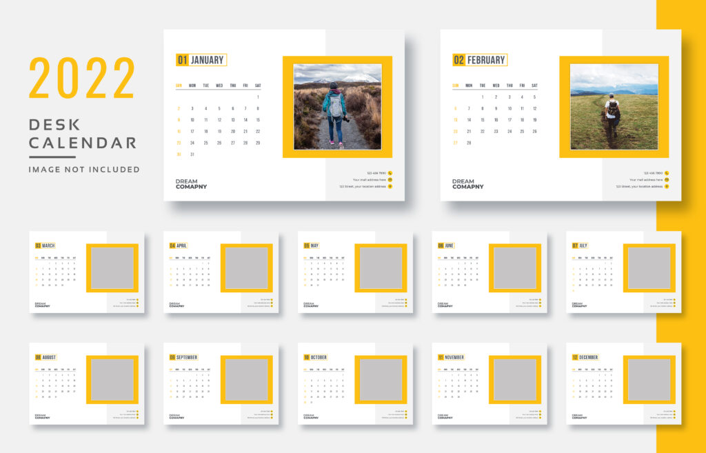 Premium 2022 Desk Calendar Print Ready- PSD Template Download