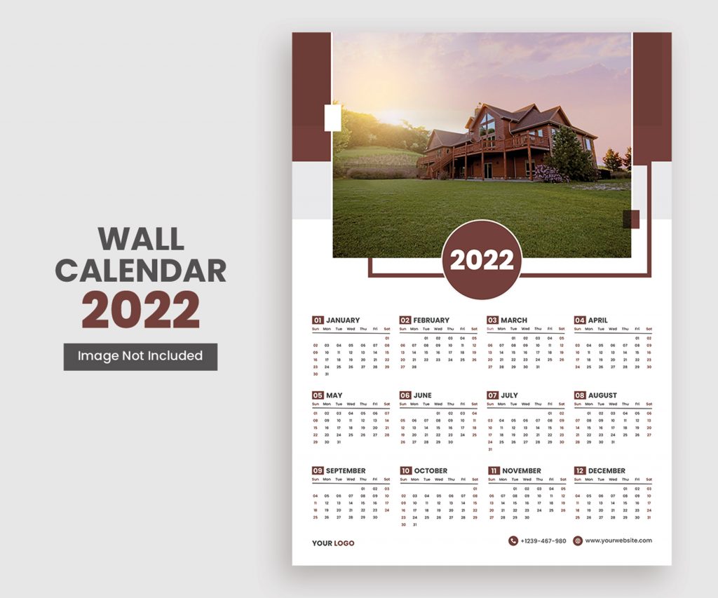 Premium 2022 Wall Calendar Print Ready- PSD Template Download