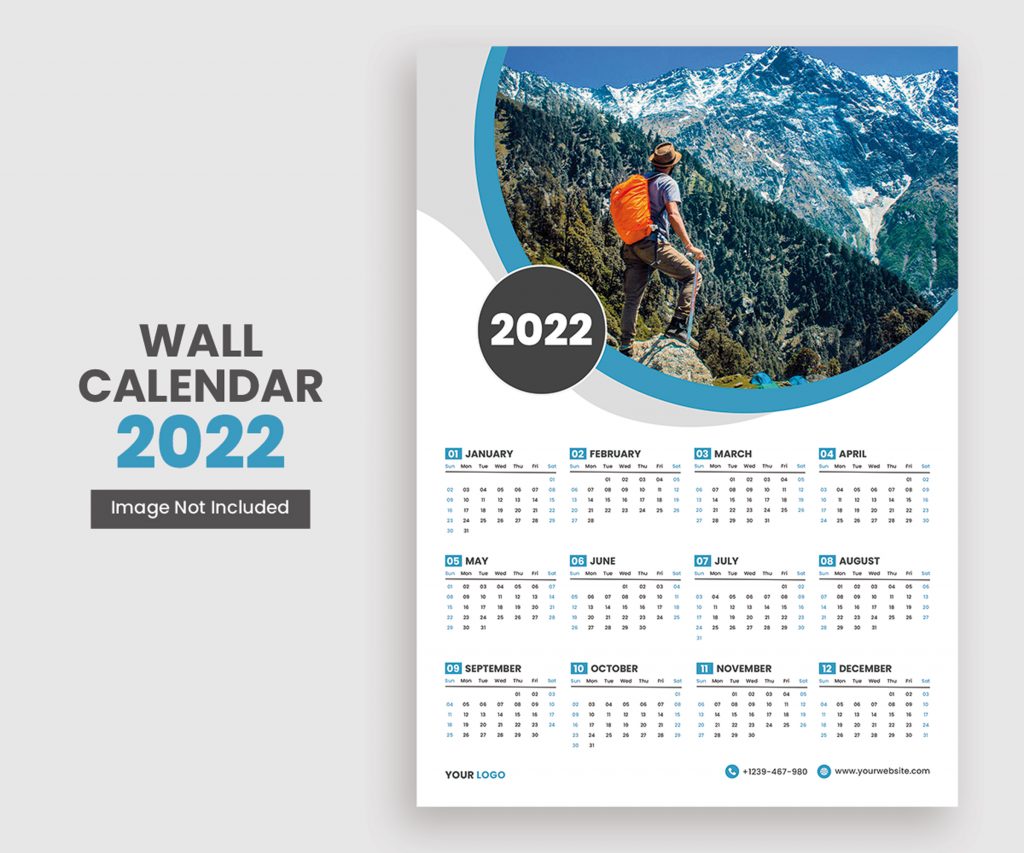 Premium 2022 Wall Calendar Print Ready- PSD Template Download