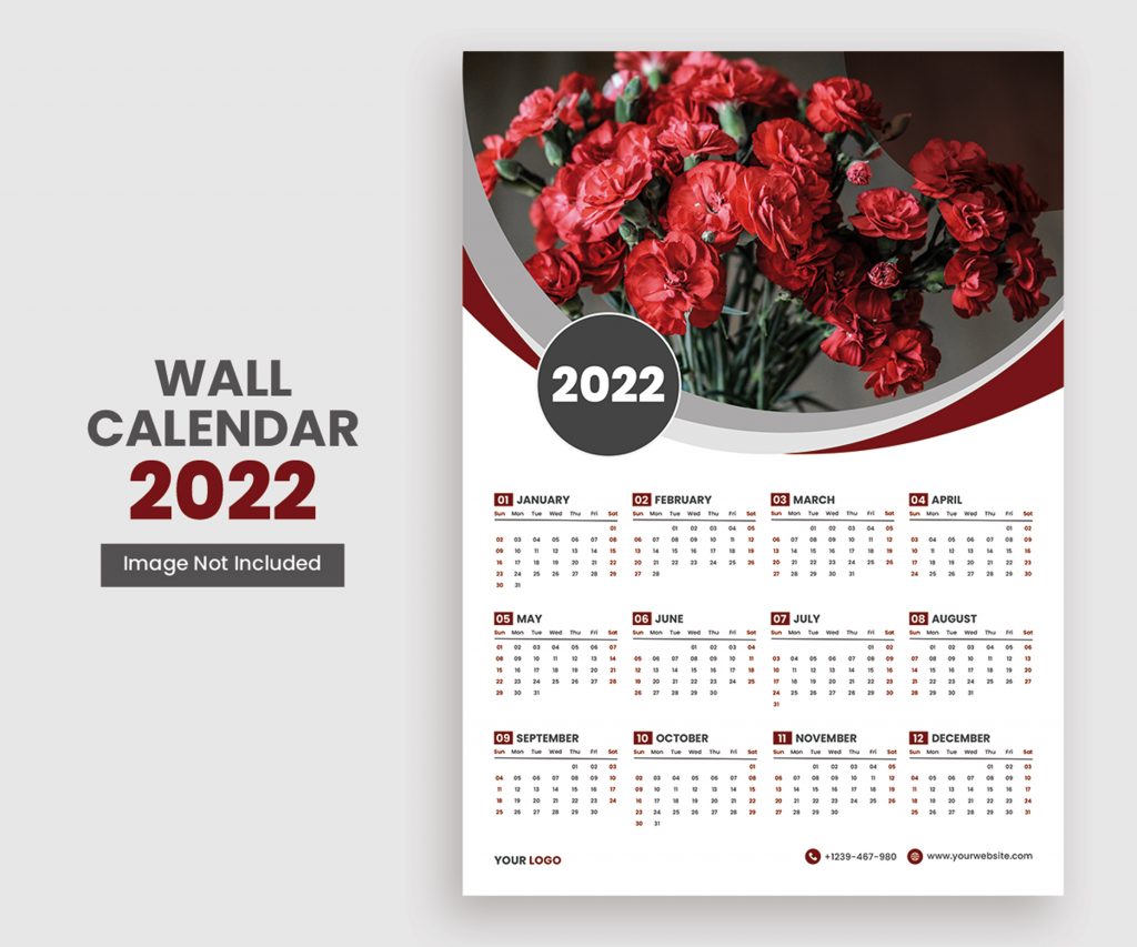 Premium 2022 Wall Calendar Print Ready- PSD Template Download