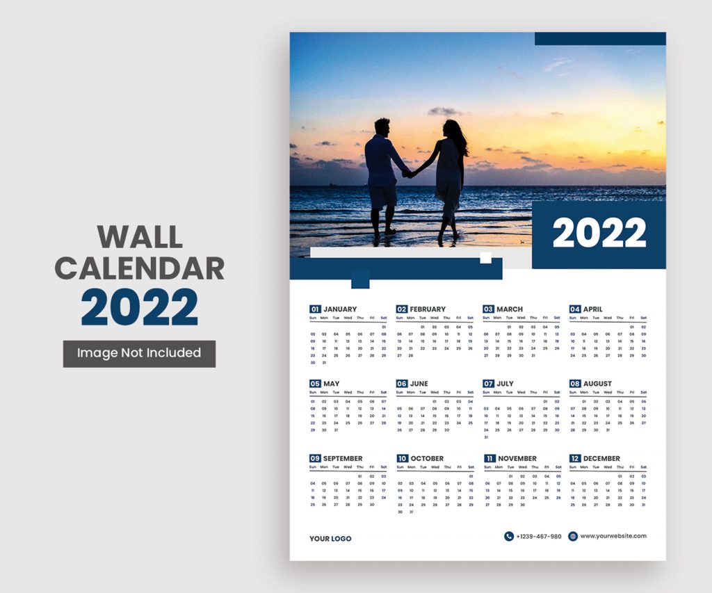 Premium 2022 Wall Calendar Print Ready- PSD Template Download