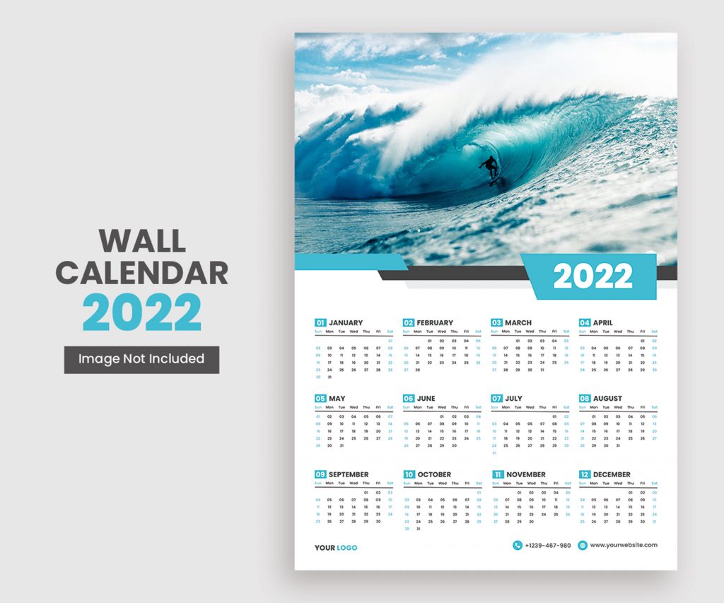 Premium 2022 Wall Calendar Print Ready- PSD Template Download