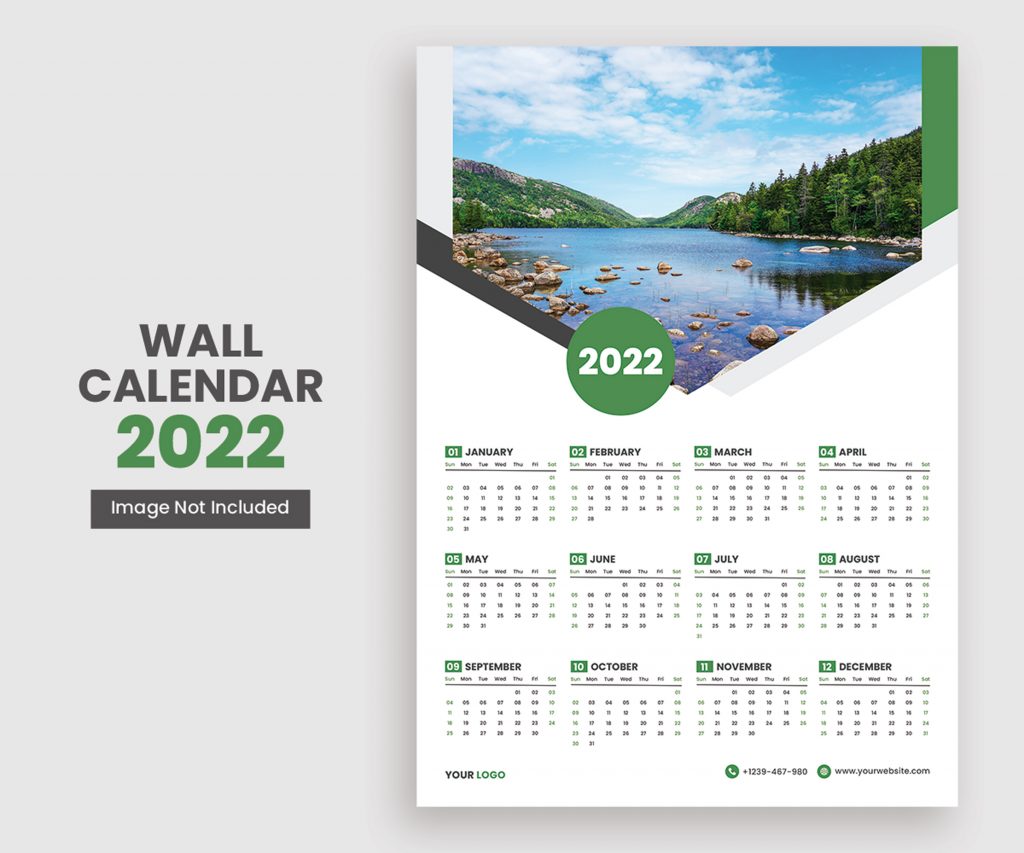 Premium 2022 Wall Calendar Print Ready- PSD Template Download