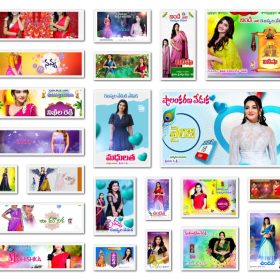Telugu Half Saree Ceremony Flex Design - PSD Files