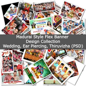 Madurai Style Flex Banner Design Collection – Wedding, Ear Piercing, Thiruvizha (PSD)