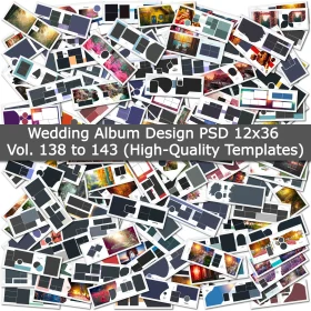 Wedding Album Design PSD 12x36 – Vol. 138 to 143 (High-Quality Templates)
