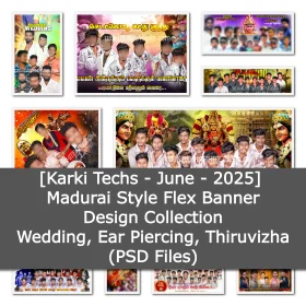 [Karki Techs - June - 2025] Madurai Style Flex Banner Design Collection – Wedding, Ear Piercing, Thiruvizha (PSD Files)