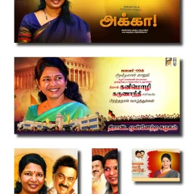 DMK Kanimozhi Birthday Flex Design PSD Collection