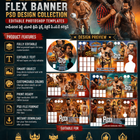 Ram Charan Peddi Flex Banner PSD Design Collection
