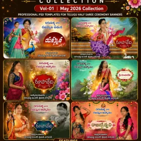 Telugu Half Saree Flex Banner PSD Collection Vol-01 – May 2026