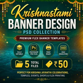 Krishnastami Banner Design PSD Collection for Krishna Jayanthi Festival Editable Photoshop Templates