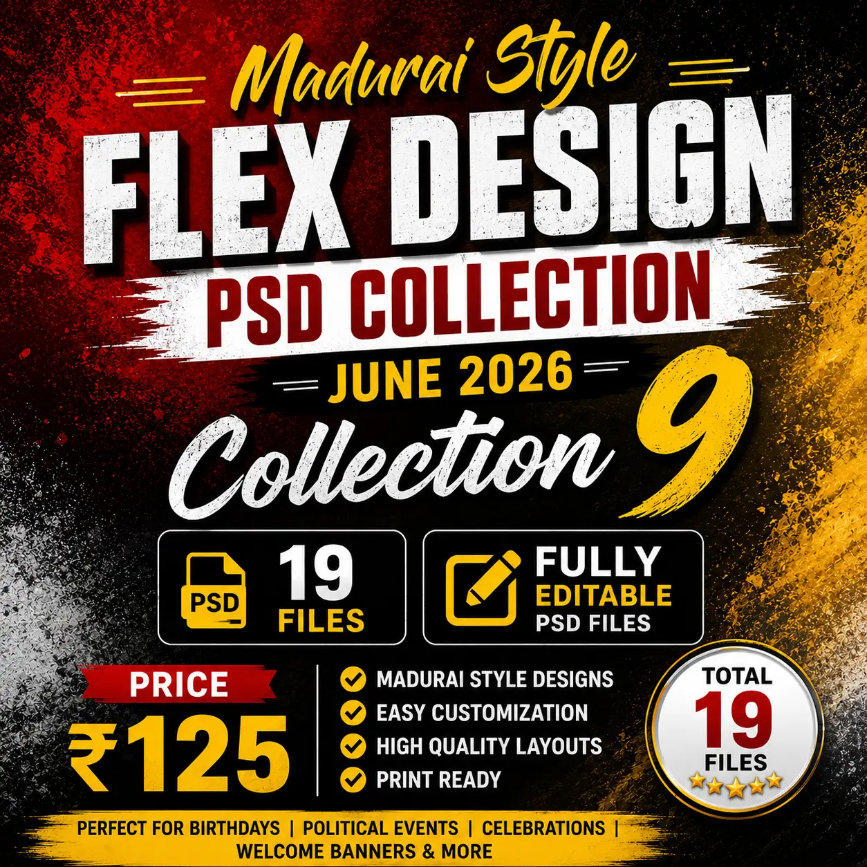 Madurai Style Flex Design PSD Collection 9 with 19 Editable Flex Banner PSD Files June 2026