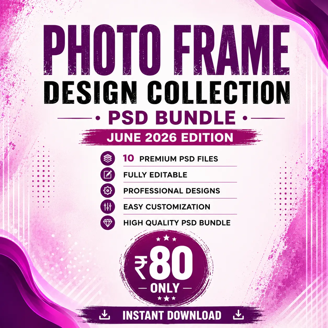Photo Frame Design Collection PSD Bundle June 2026 Edition – 10 Editable Photoshop Photo Frame Templates