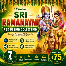 Lord Rama PSD Design Templates for Rama Navami Greetings, Temple Banners and Festival Posters.