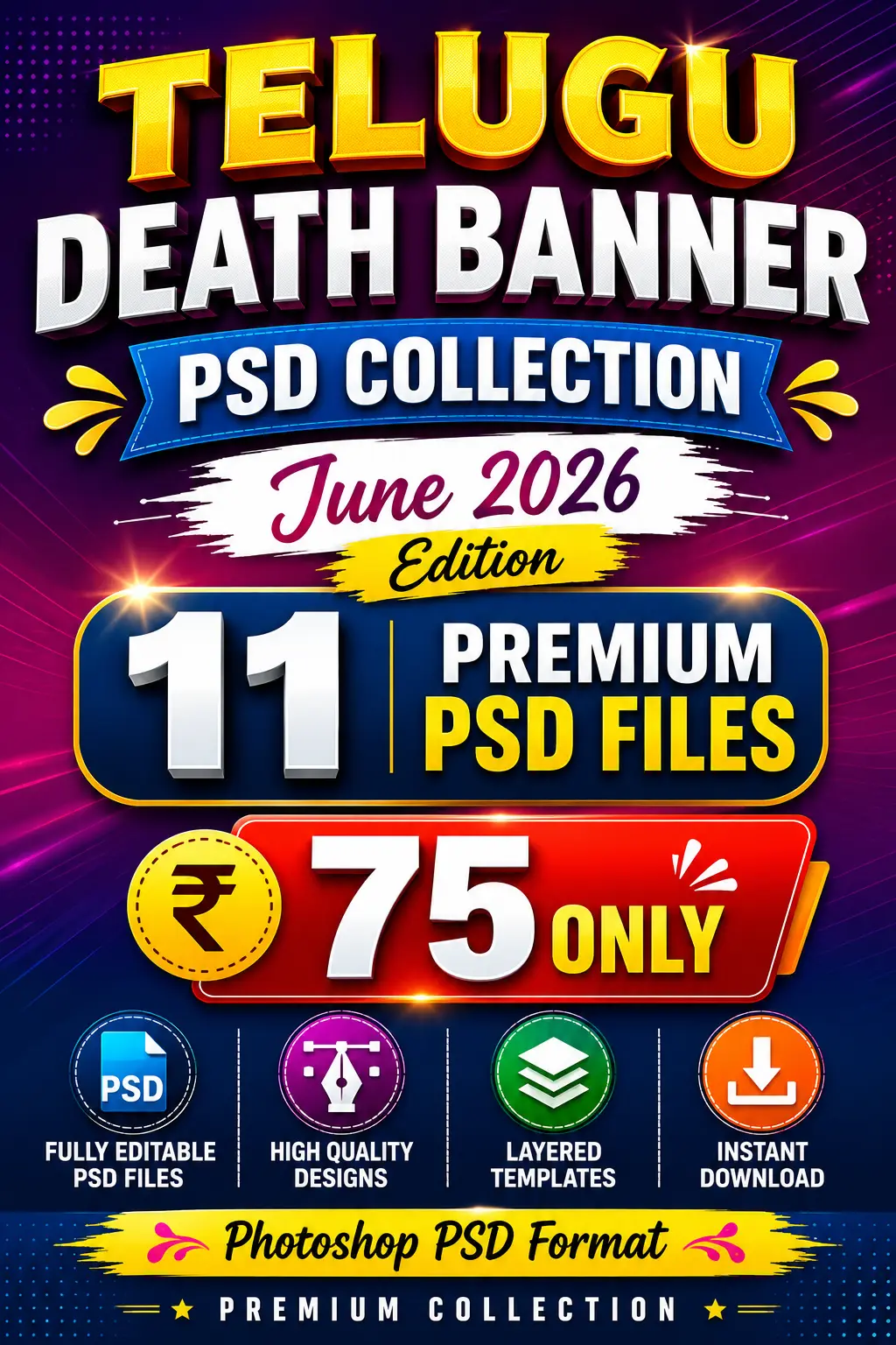 Telugu Death Banner Design PSD Collection June 2026