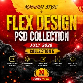 Madurai Style Flex Design PSD Collection July 2026 Collection 6 Editable Photoshop Flex Banner Templates
