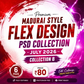 Madurai Style Flex Design PSD Collection July 2026 Collection 8 Editable Photoshop Flex Banner Templates