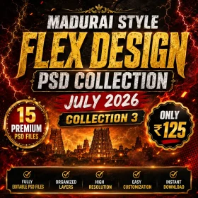 Madurai Style Flex Design PSD Collection July 2026 Collection 3 Editable Tamil Flex Banner Photoshop Files
