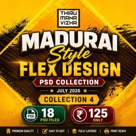 Madurai Style Flex Design PSD Collection July 2026 Collection 4 Premium Editable Photoshop Flex Banner Templates