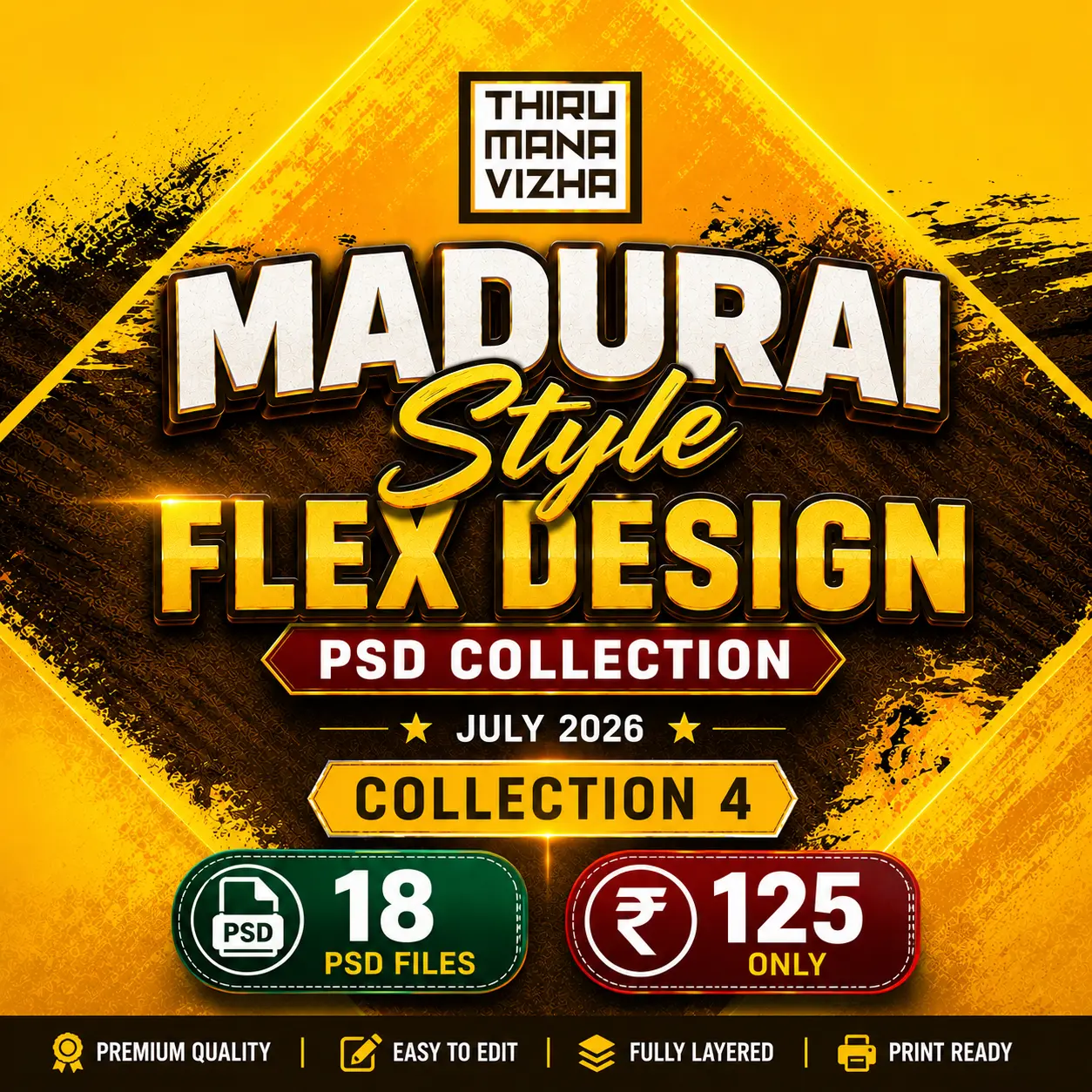 Madurai Style Flex Design PSD Collection July 2026 Collection 4 Premium Editable Photoshop Flex Banner Templates