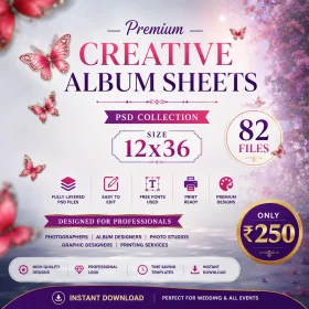 Premium Creative Album Sheets PSD Collection 12x36 Editable Photoshop Wedding Album Templates