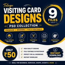 Telugu Visiting Card Designs PSD Collection Premium Editable Photoshop Business Card Templates