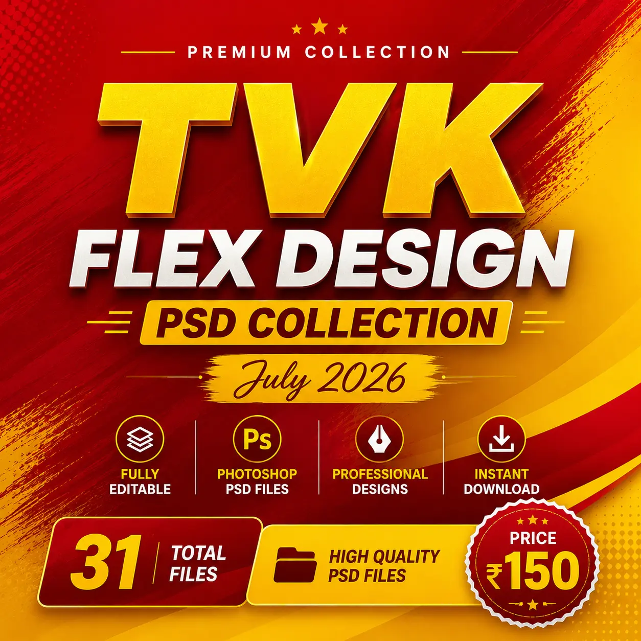 TVK Flex Design PSD Collection July 2026 Editable Tamil Political Banner Templates for Adobe Photoshop