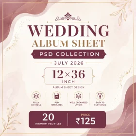 Wedding Album Sheet Design PSD Collection July 2026 12x36 Editable Photoshop Templates