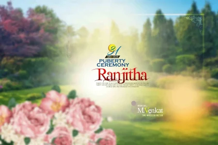 Tamil Puberty Ceremony Flex Banner PSD – Nature Garden Background
